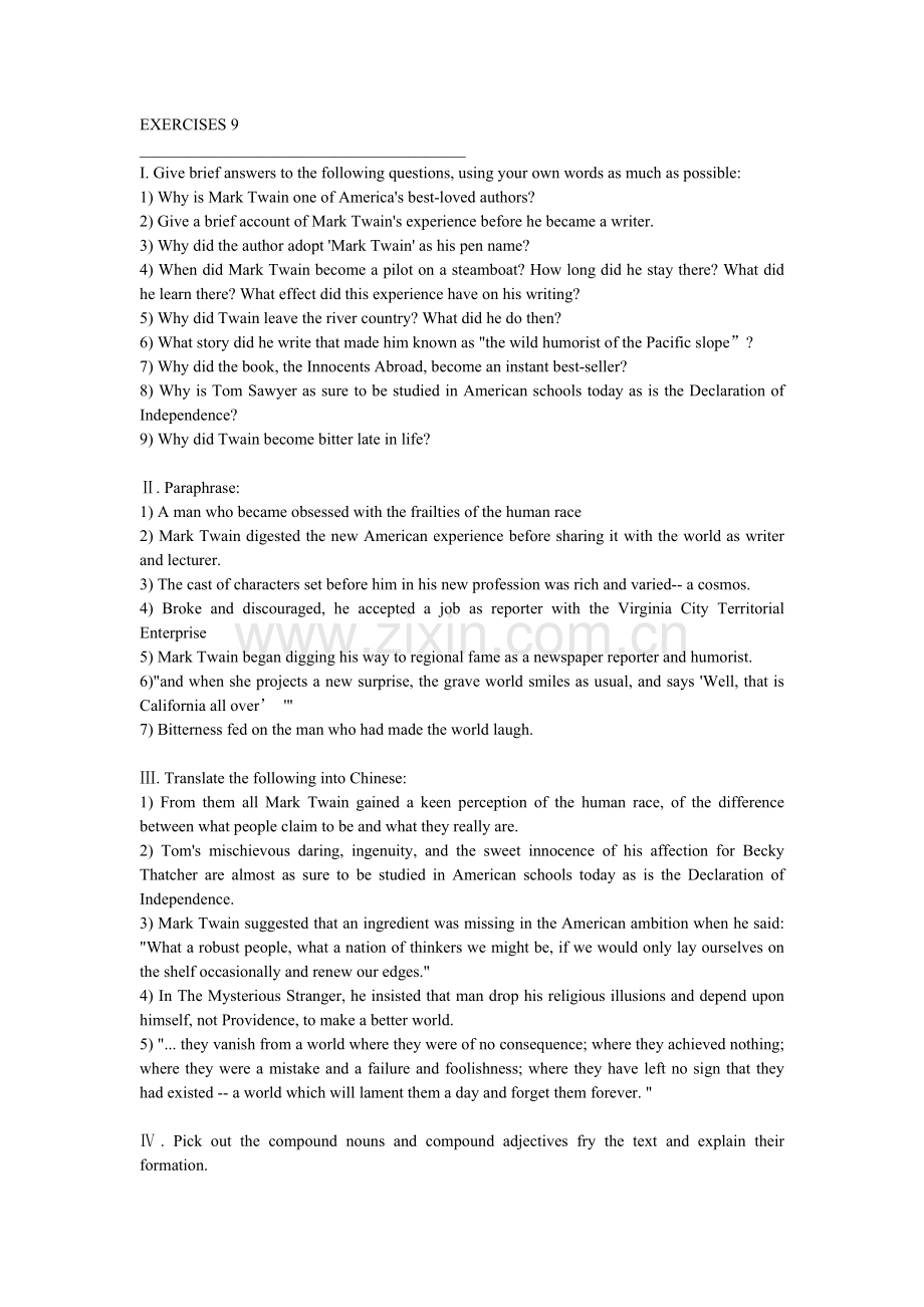高级英语MarkTwain课后练习.doc_第1页
