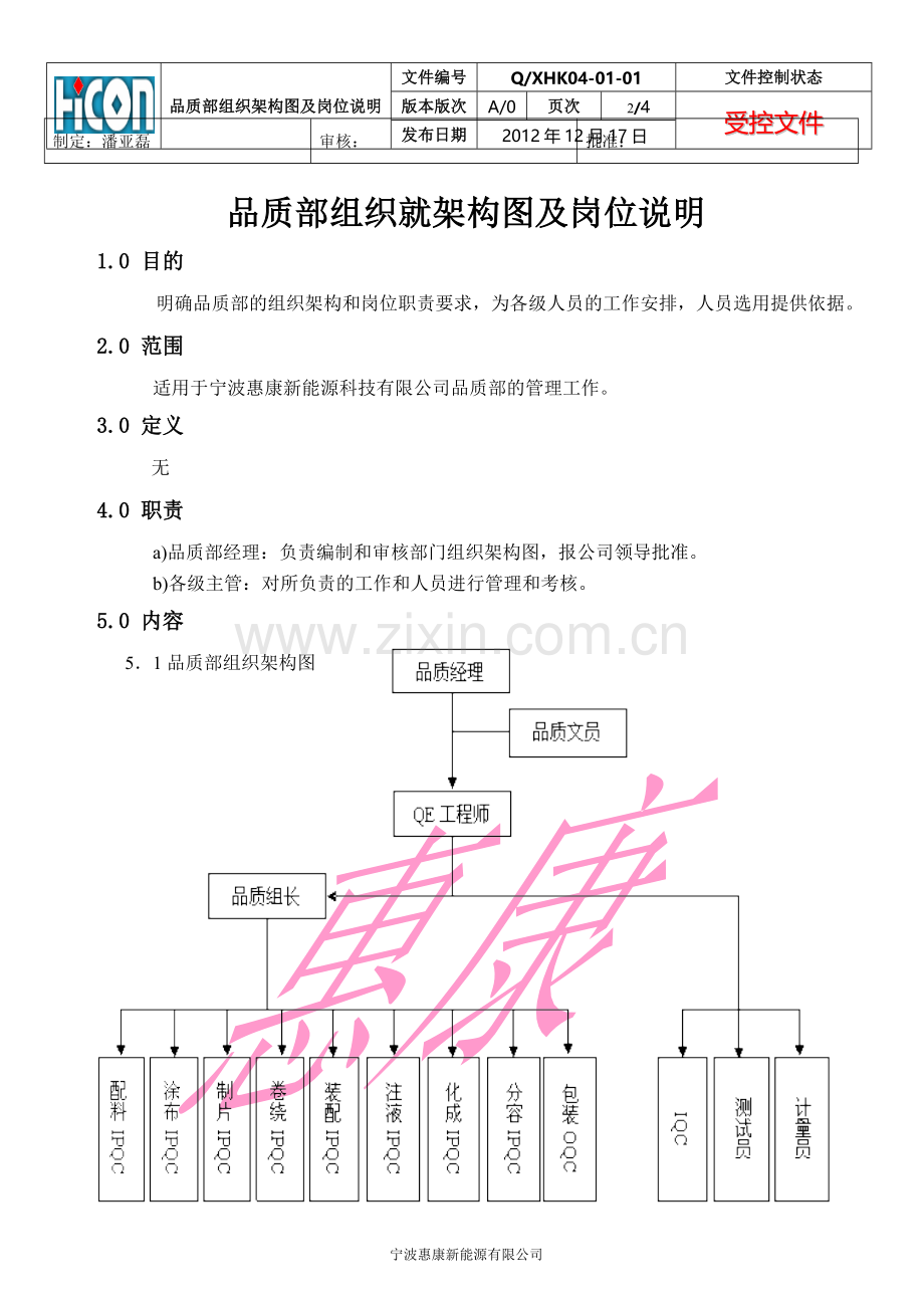 品质部组织架构图及岗位说明(修订版).doc_第2页