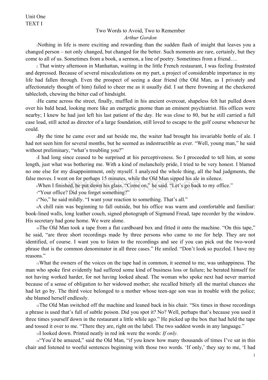 新编英语教程6--课文原文.doc_第1页