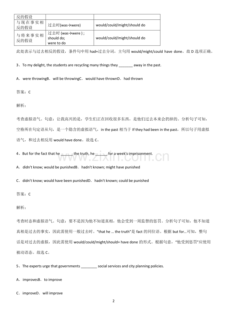 人教版2022年高中英语虚拟语气解题技巧总结.pdf_第2页