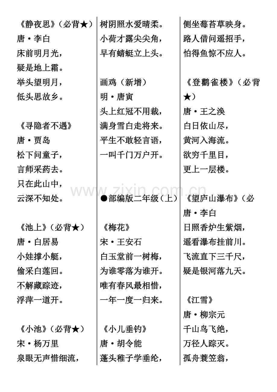 “部编版”1——6年级必背81篇古诗文A4打印版.doc_第2页