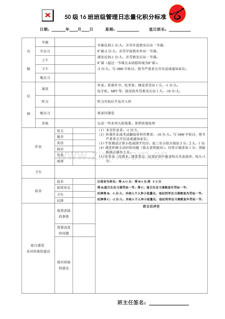 高中班级小组量化积分管理细则(比较全).doc_第1页