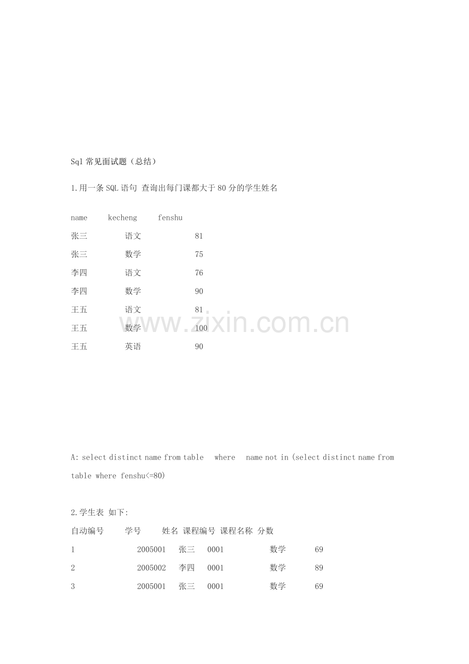 Sql常见面试题.doc_第1页