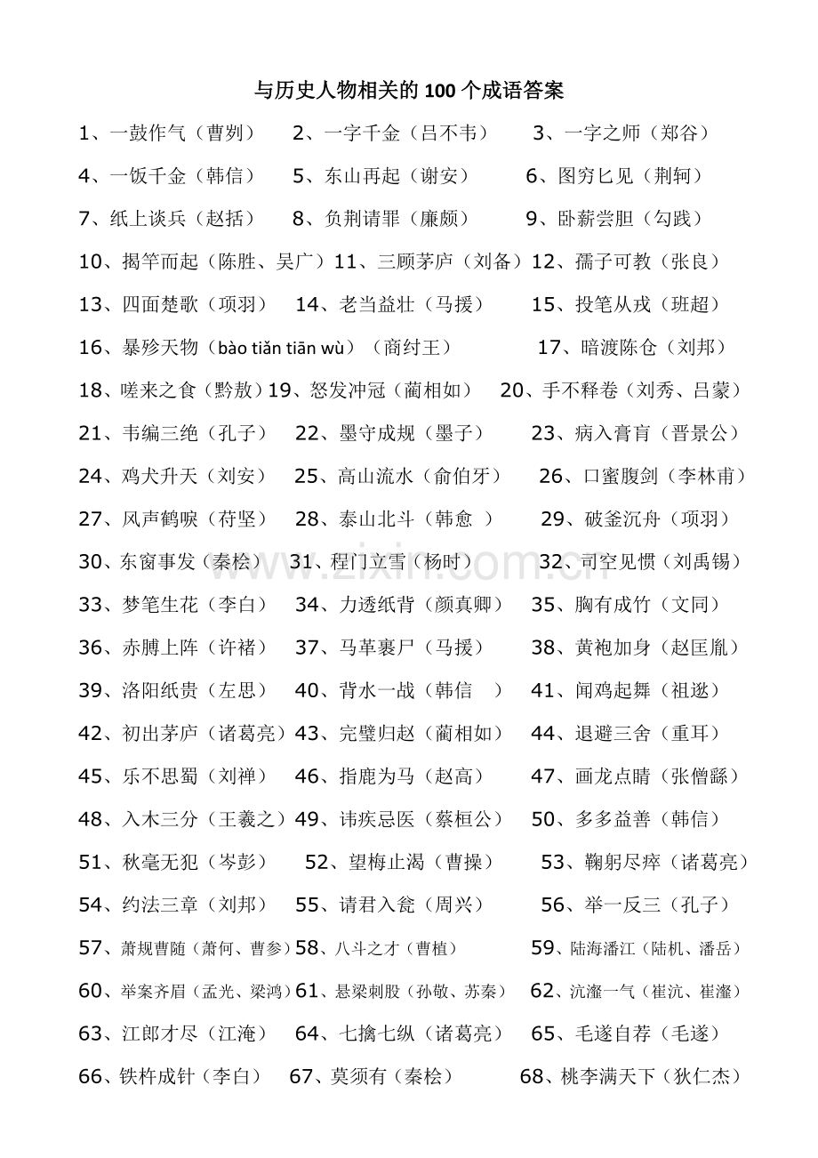 与历史人物相关的100个成语及答案.doc_第1页