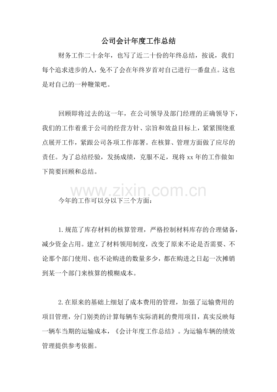 2021年公司会计年度工作总结.doc_第1页