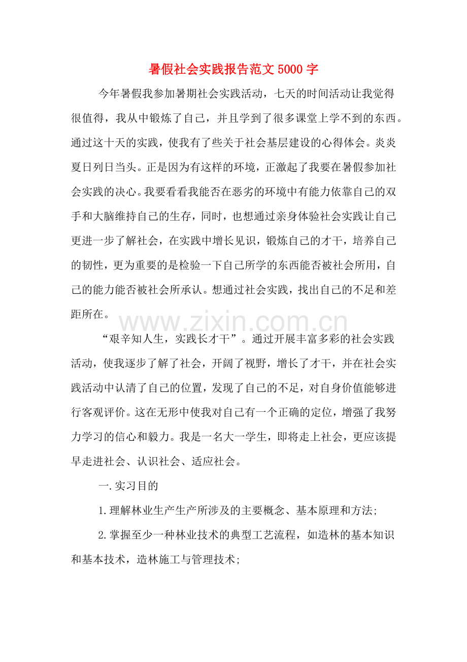 2019年暑假社会实践报告范文5000字.doc_第1页