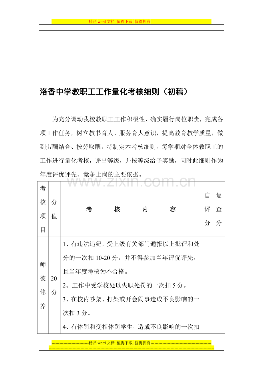 洛香中学教职工工作量化考核细则..doc_第1页