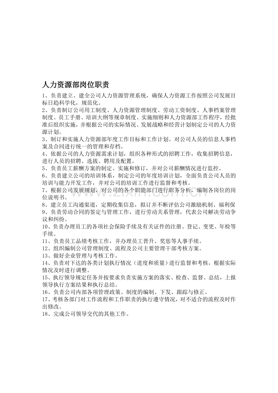 人力资源岗位职责.doc_第1页