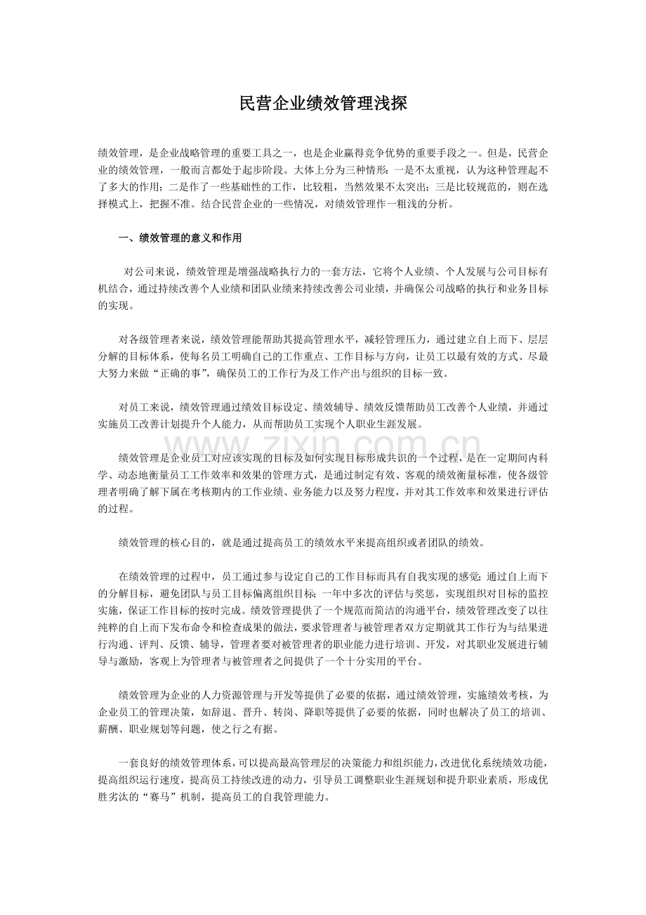 民营企业绩效管理浅探.doc_第1页