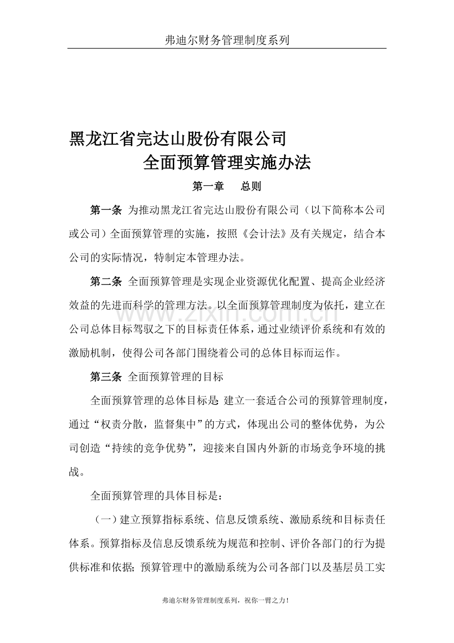 弗迪尔财务制度系列-预算管理办法.doc_第1页