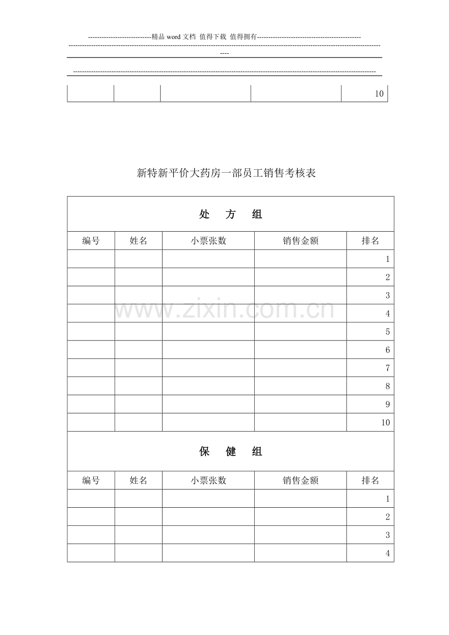 新特新平价大药房一部员工销售考核表..doc_第2页