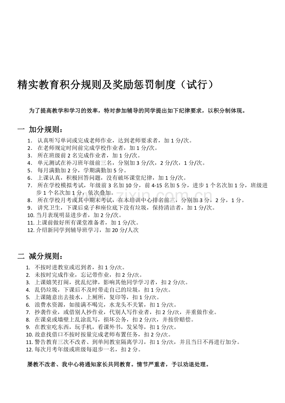 精实教育积分规则及惩罚奖励制度.doc_第1页