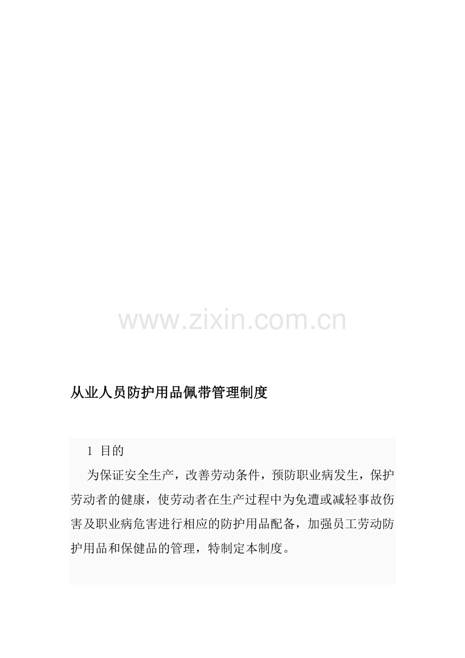 从业人员防护用品佩带管理制度.doc_第1页