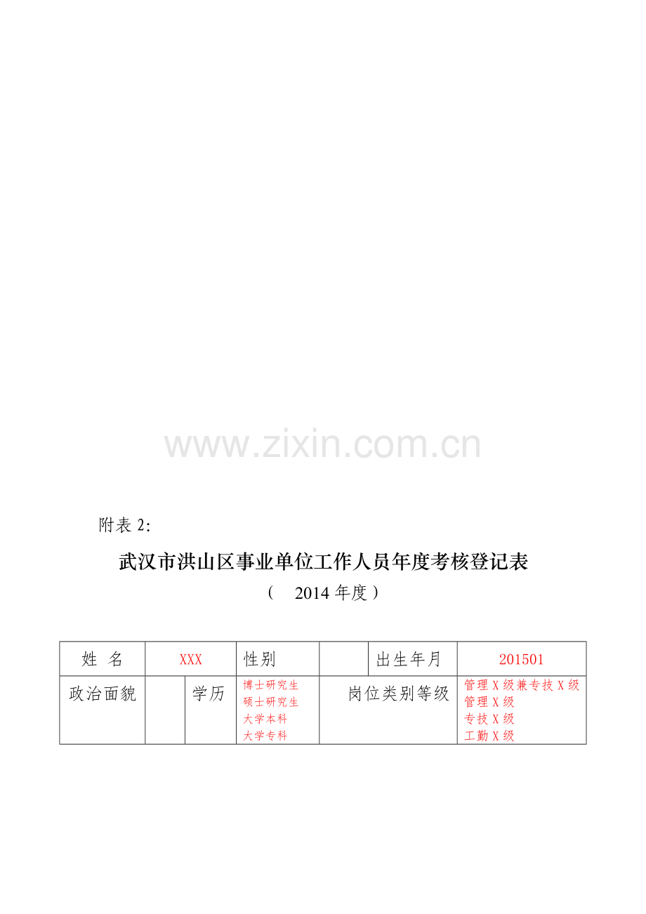 年度考核登记表(范本)..doc_第1页