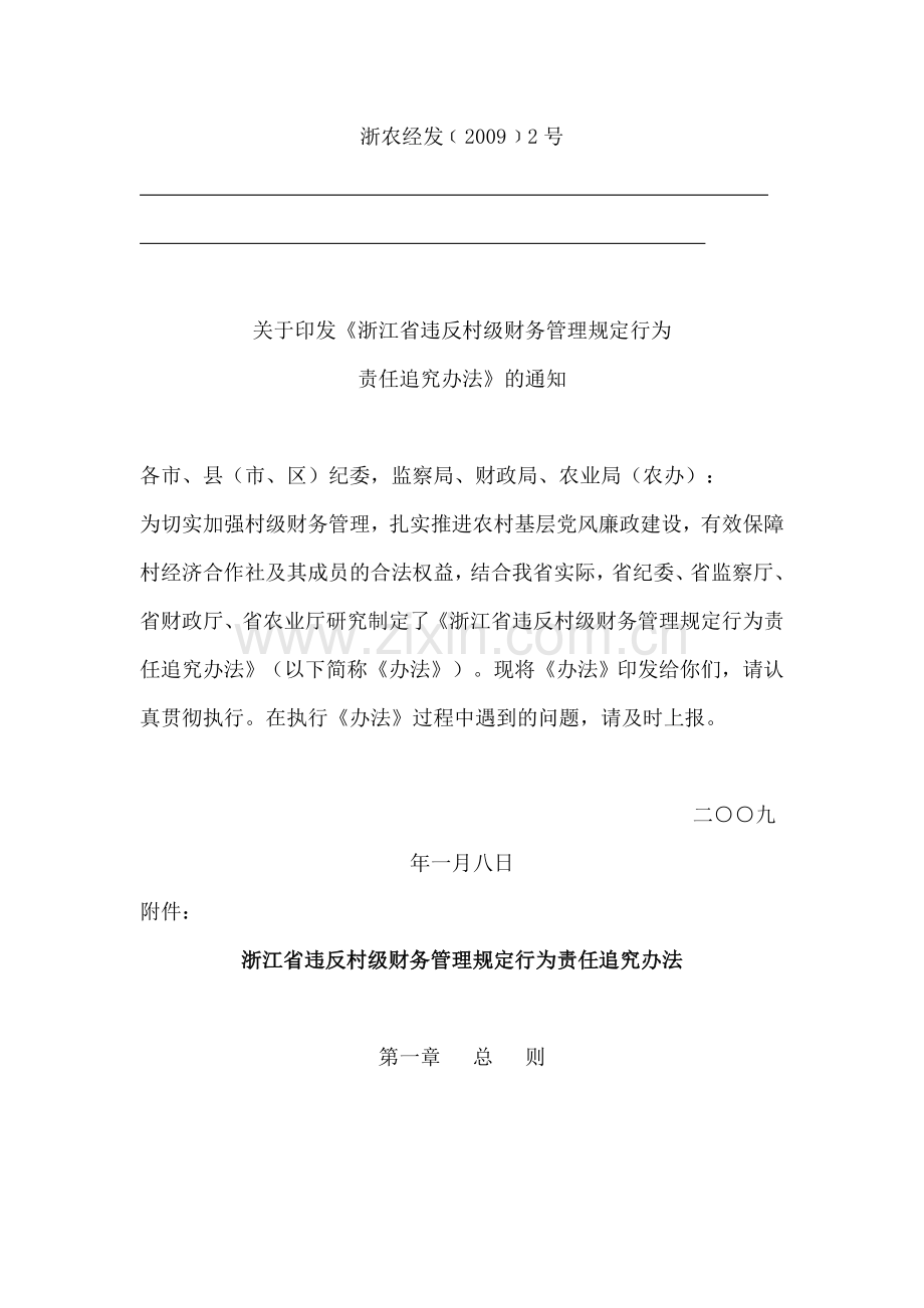 浙江省违反村级财务管理规定行为责任追究办法.doc_第1页