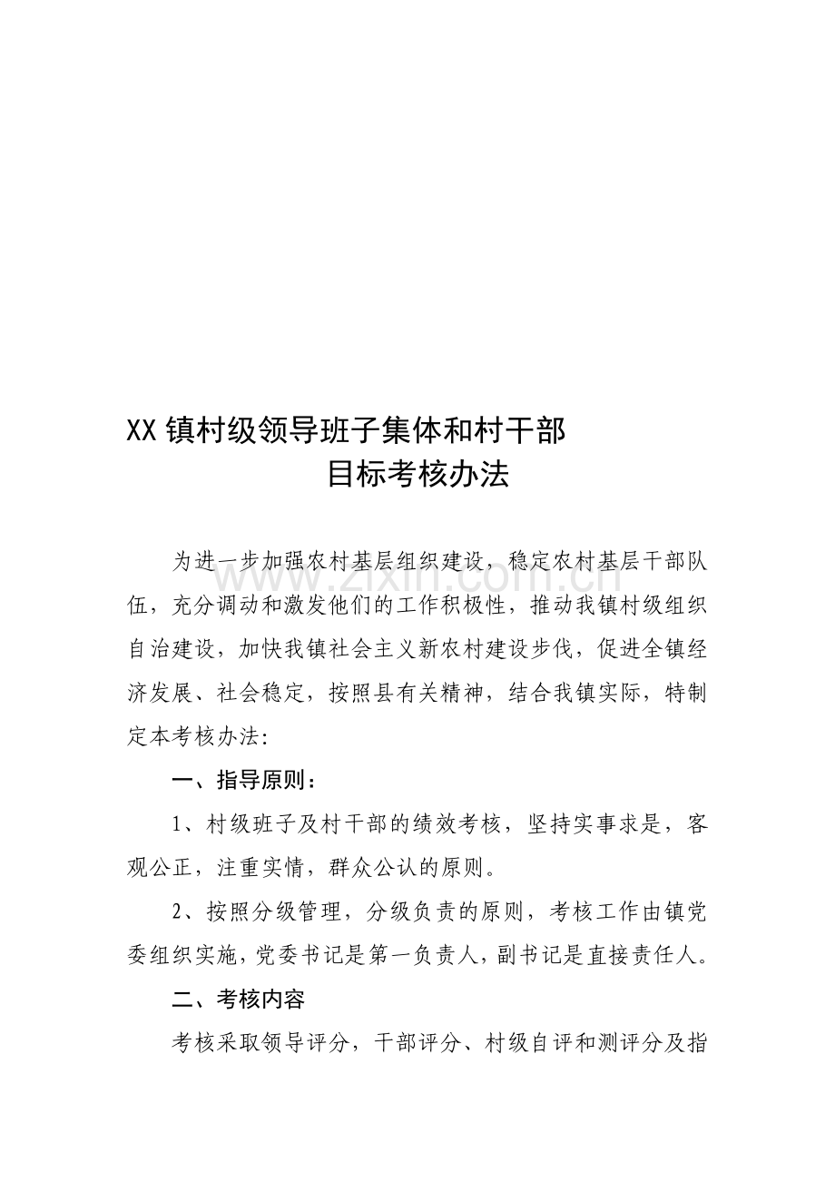 XX镇村级班子和村干部目标考核办法.doc_第1页