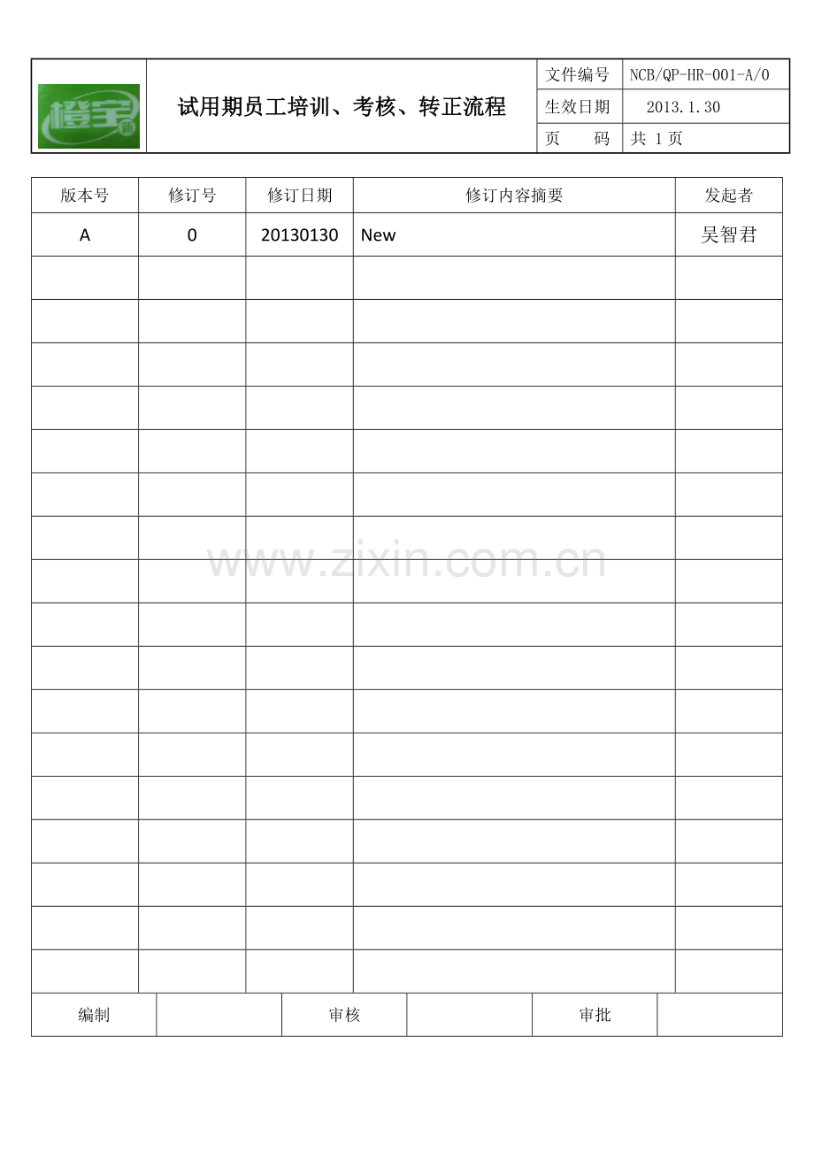 试用期员工培训、考核及转正流程.doc_第1页