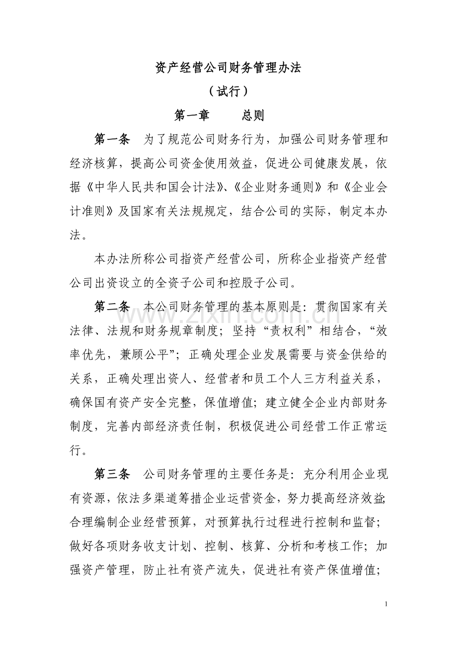 资产经营公司财务管理办法(新).doc_第1页