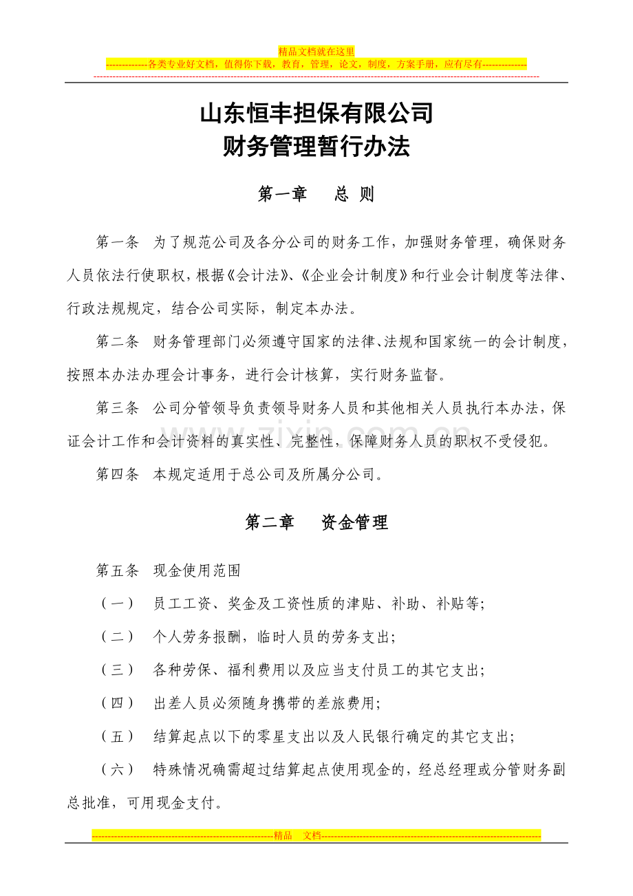 财务管理暂行办法1.doc_第1页