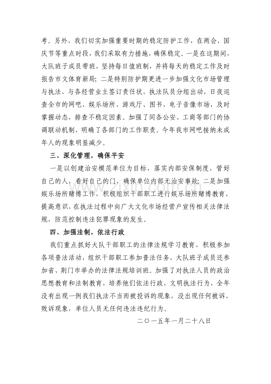 市文化市场综合执法大队2014年社会管理综合治理工作总结.doc_第2页