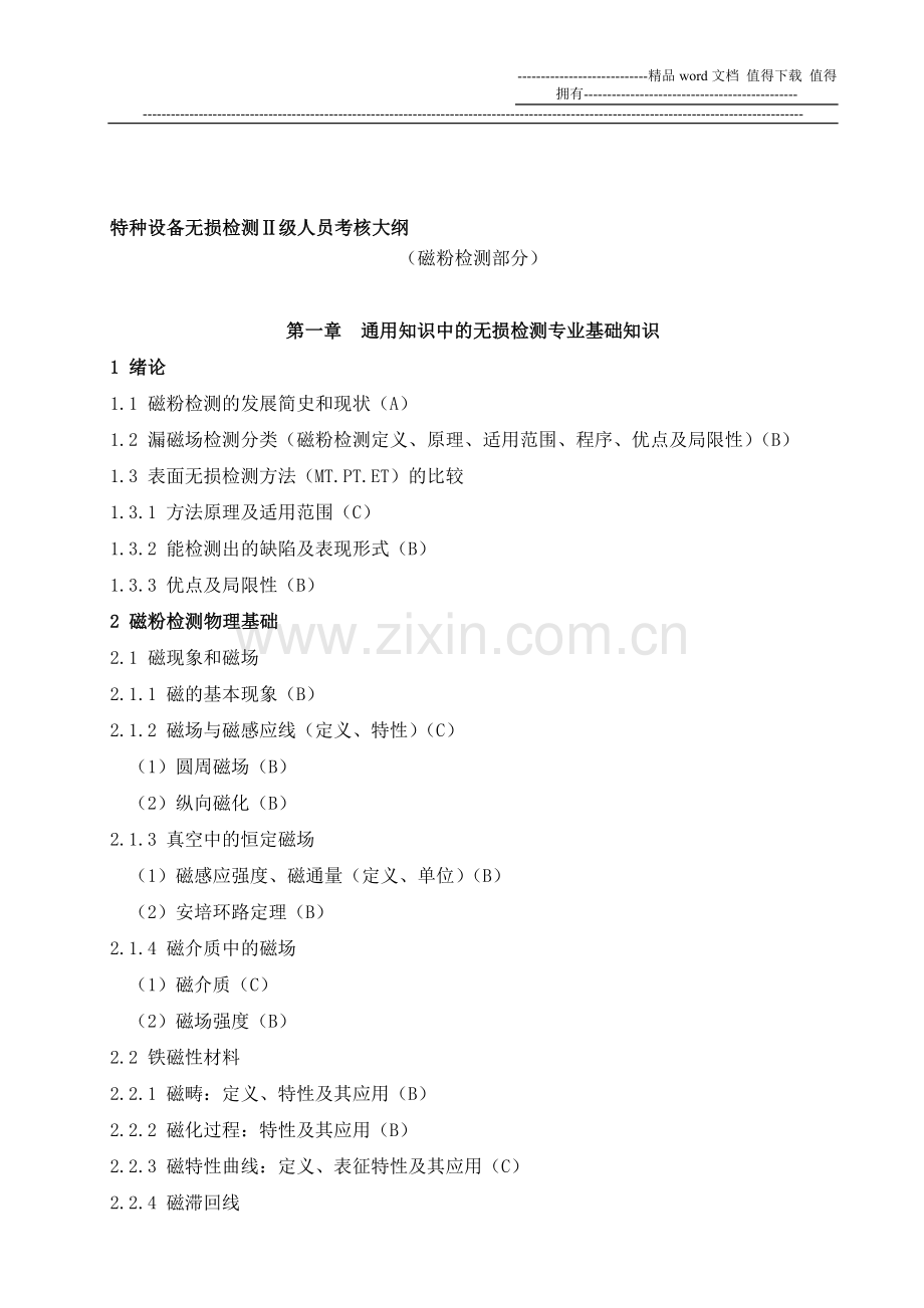 特种设备无损检测级人员考核大纲..doc_第1页