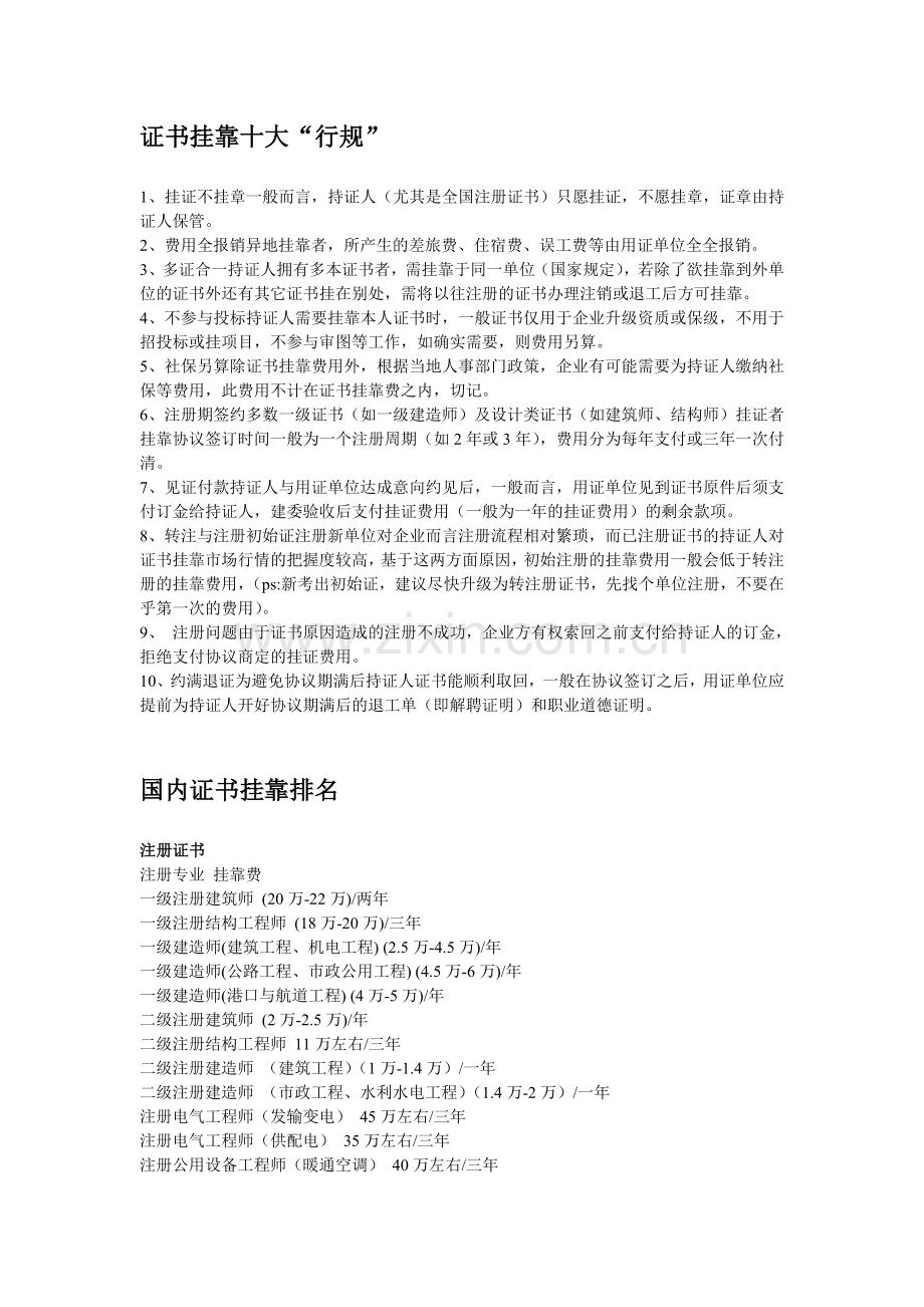 证书挂靠十大“行规”.doc_第1页