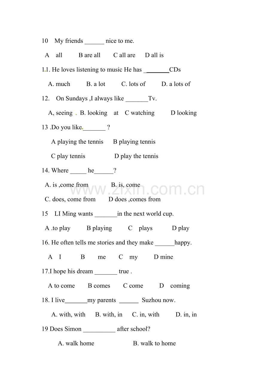 七年级英语上册第一次质量检测试题2.doc_第2页