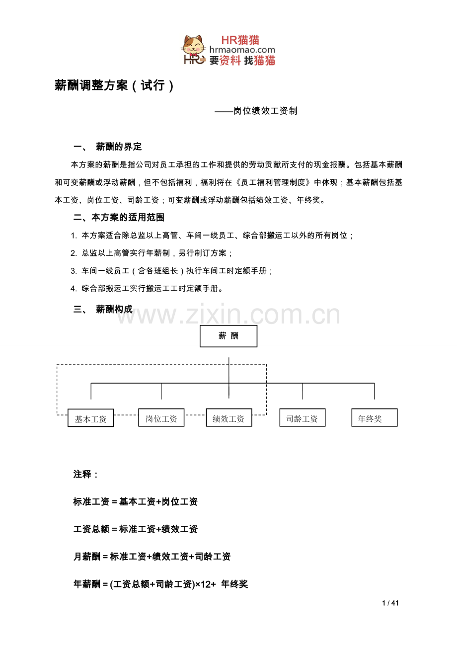 薪酬方案——资料大全-HR猫猫.doc_第1页