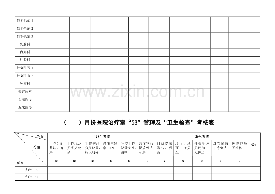 医院“5S”管理及“卫生检查”考核表..doc_第2页