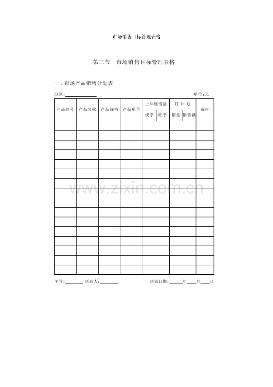 市场销售目标管理表格.doc_第1页