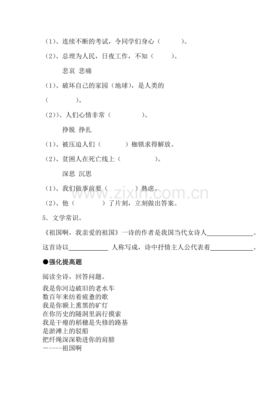 九年级语文祖国啊-我亲爱的祖国练习题1.doc_第2页