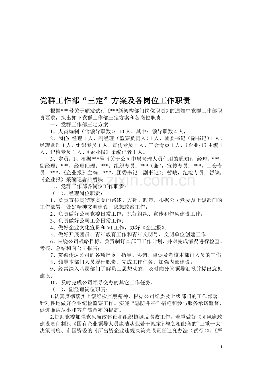 党群工作部各岗位工作职责.doc_第1页