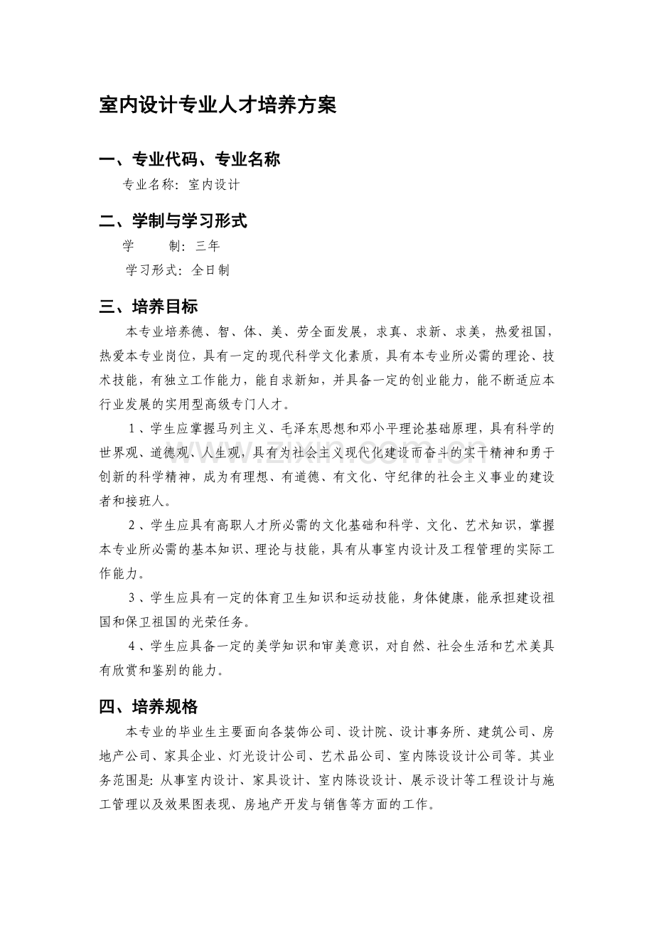 室内设计专业人才培养方案.doc_第1页