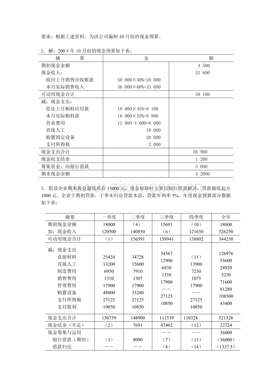 第八章-全面预算习题答案.doc_第2页