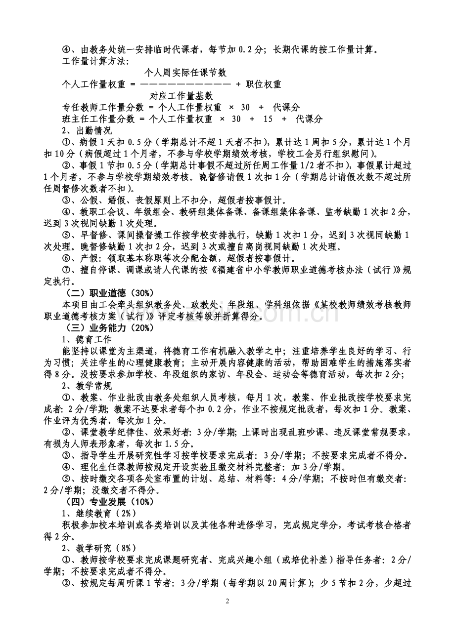 某中学职工津贴绩效考评分配方案.doc_第2页