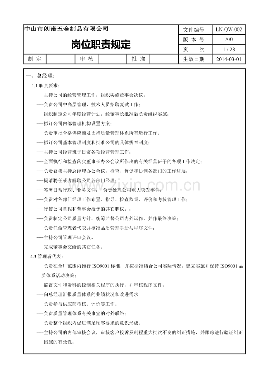 001-岗位职责规定.doc_第1页