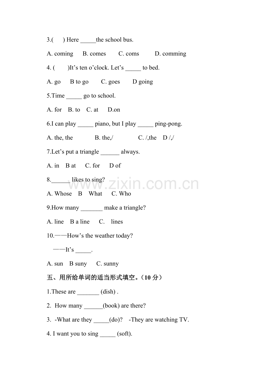 六年级英语上册期中测试卷6.doc_第2页