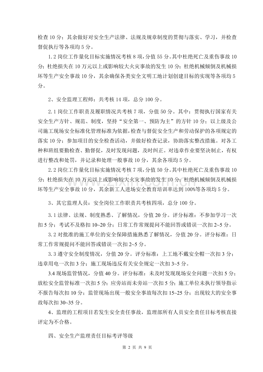 监理人员安全生产责任目标考核办法.doc_第2页