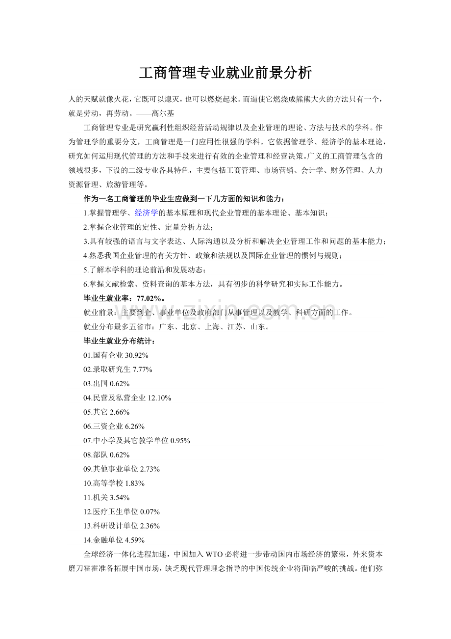 工商管理专业就业前景分析.docx_第1页