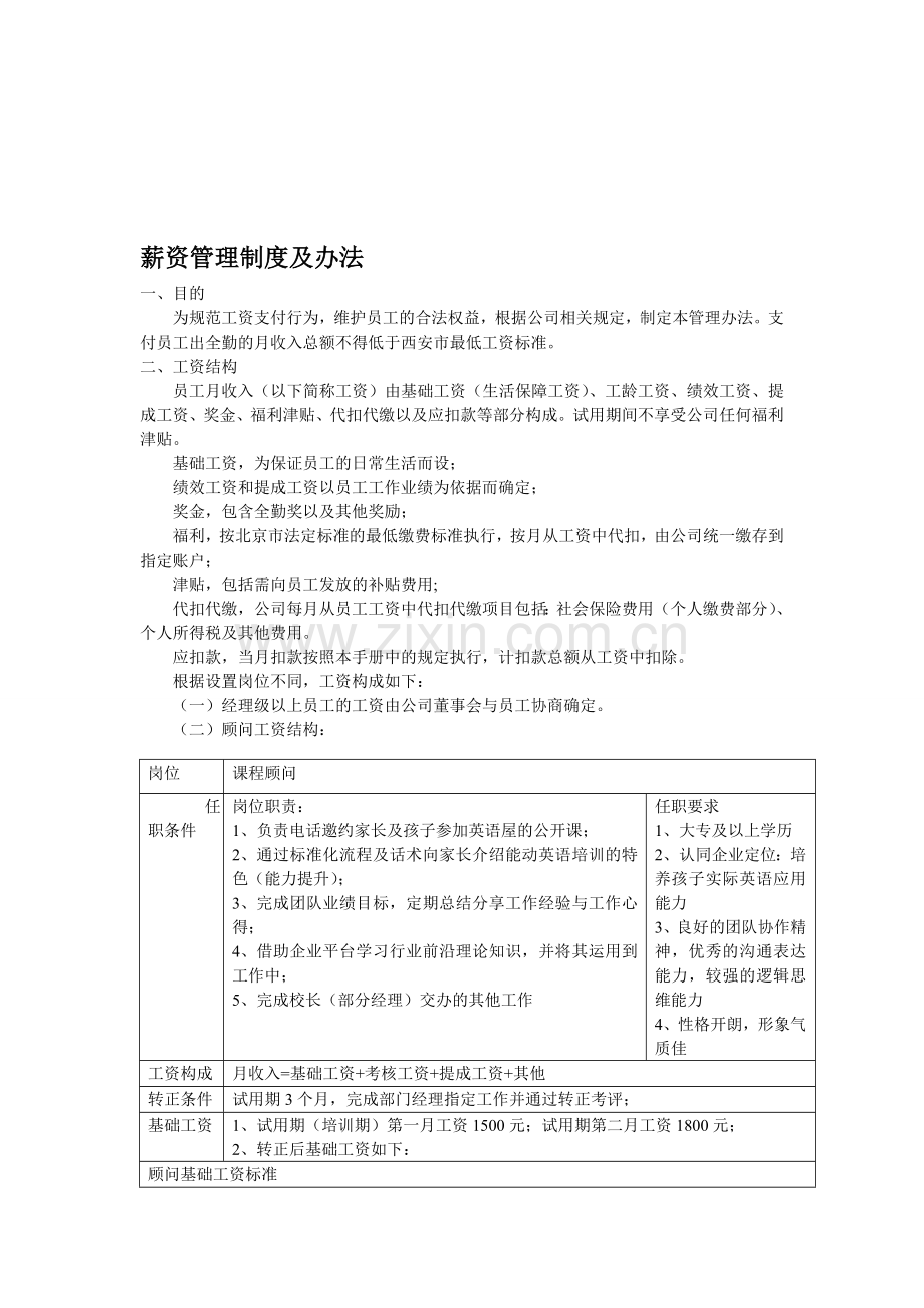 薪资管理制度及办法.doc_第1页