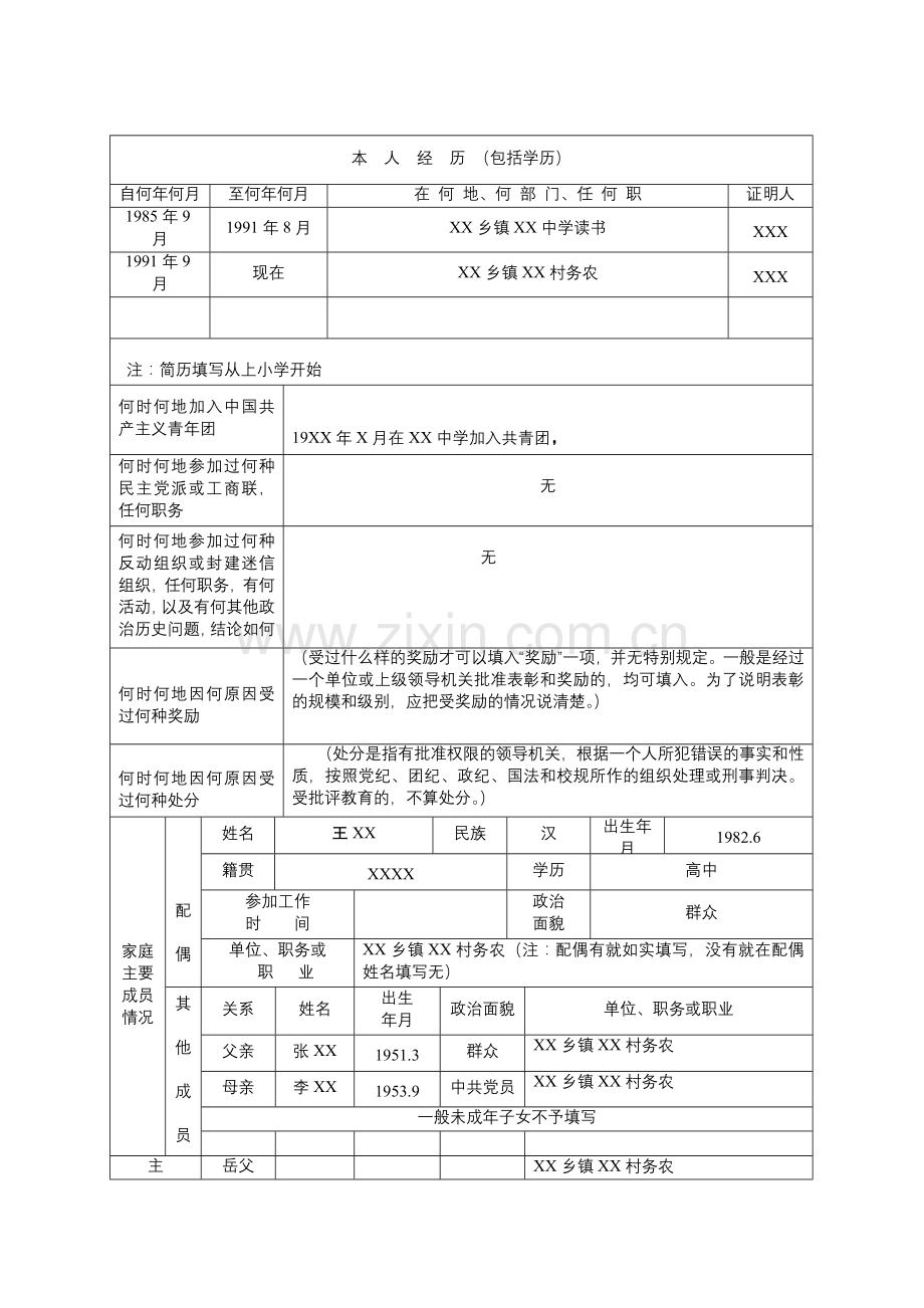 入党志愿书填写样式.doc_第2页