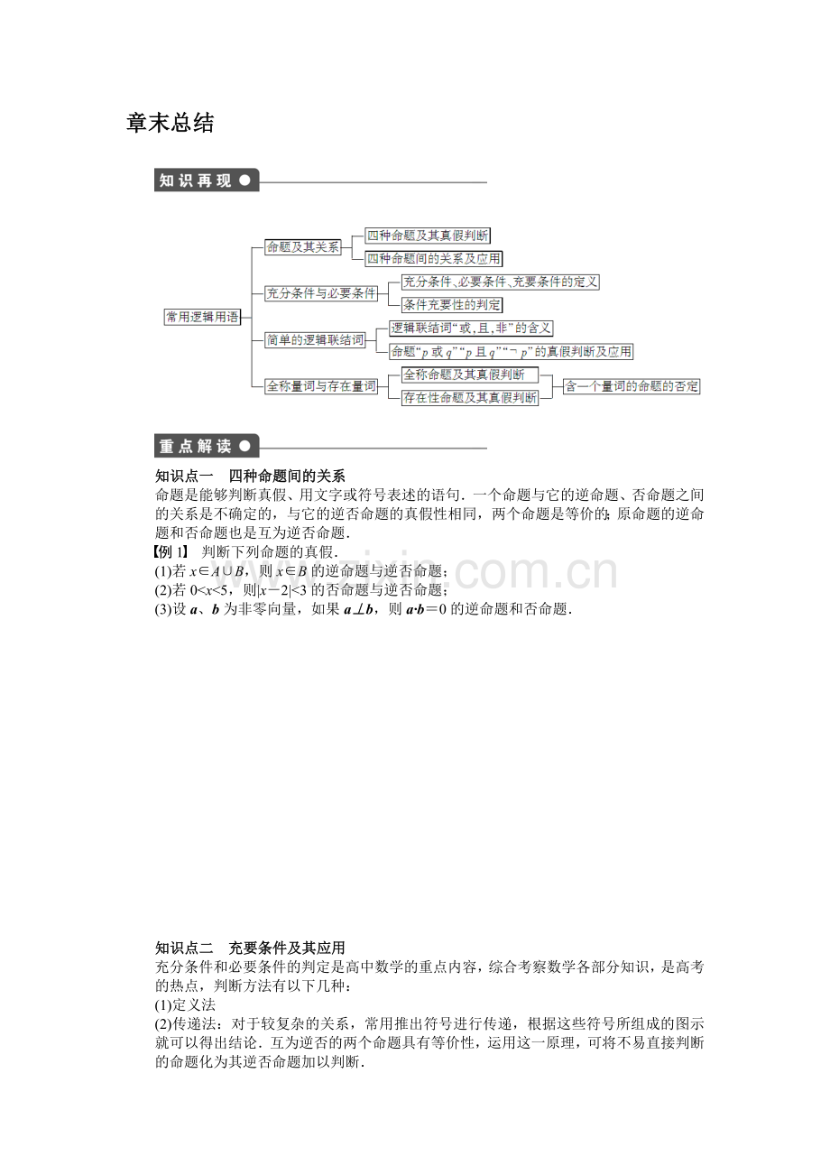 高三数学常用逻辑用语章末复习题10.doc_第1页