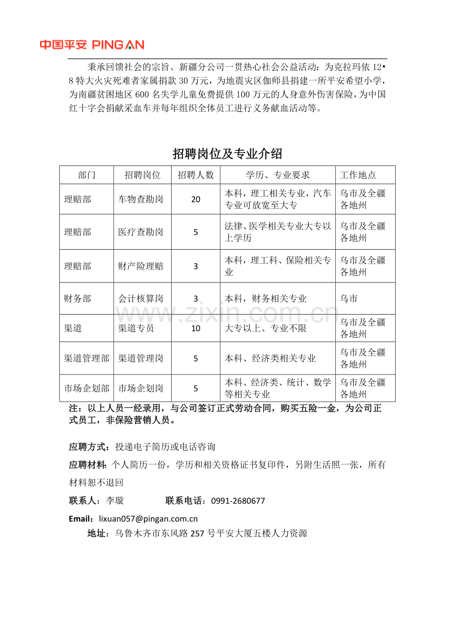 平安产险新疆分公司招聘岗位简介.doc_第2页