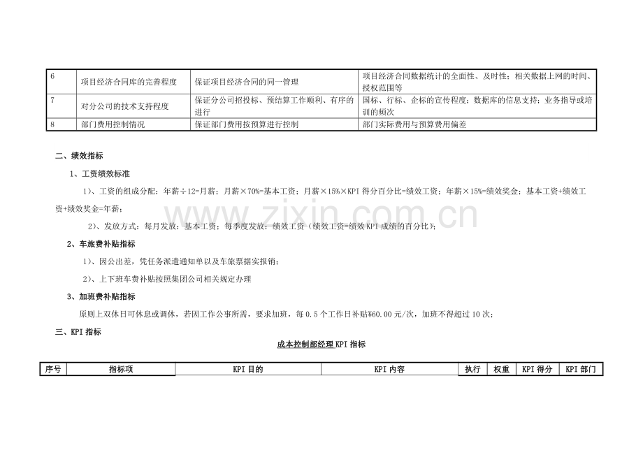 成本控制部经理管理目标责任书.doc_第2页