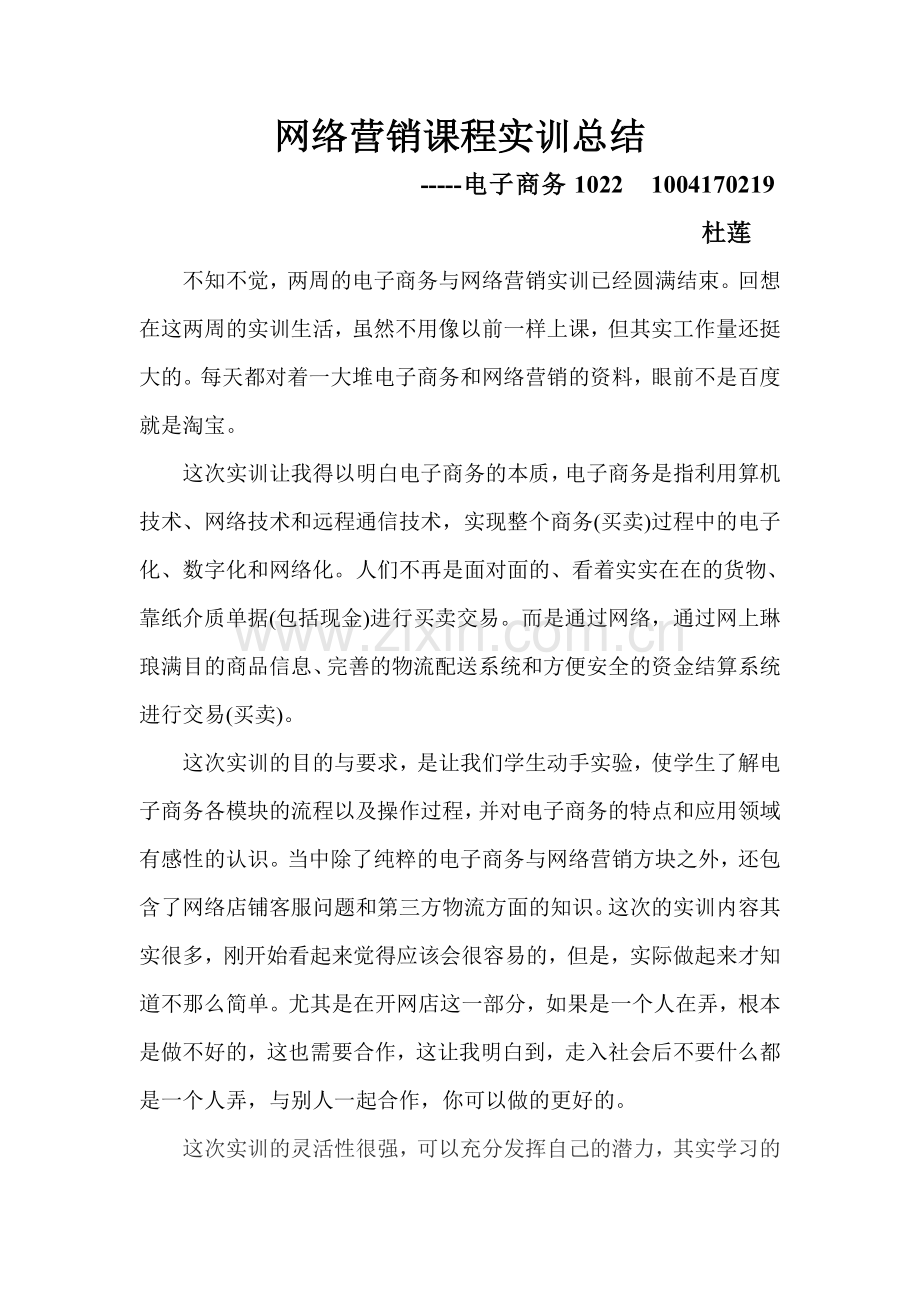 网络营销课程实训总结.doc_第1页