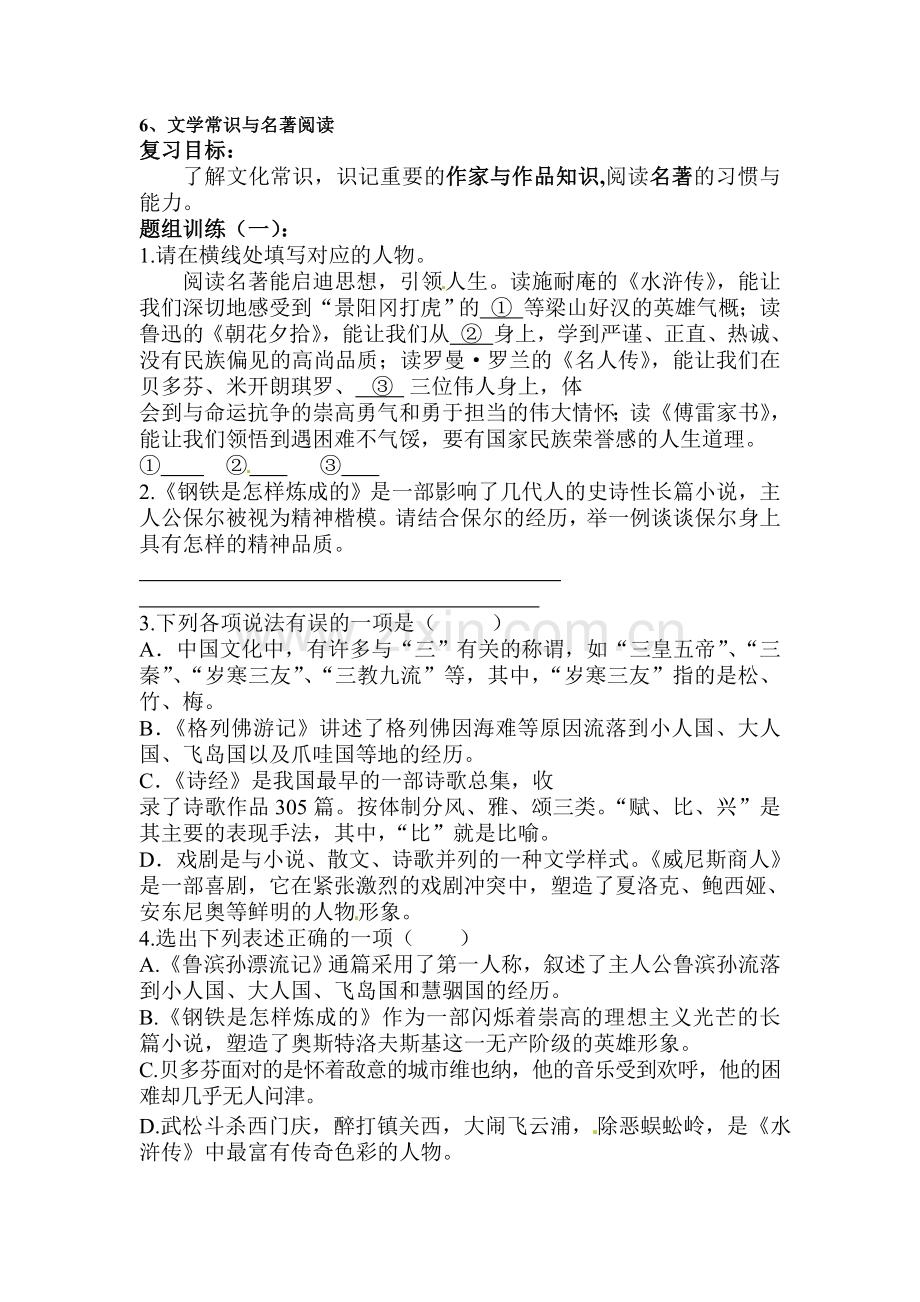 2017届中考语文第一轮考点总复习测试31.doc_第1页