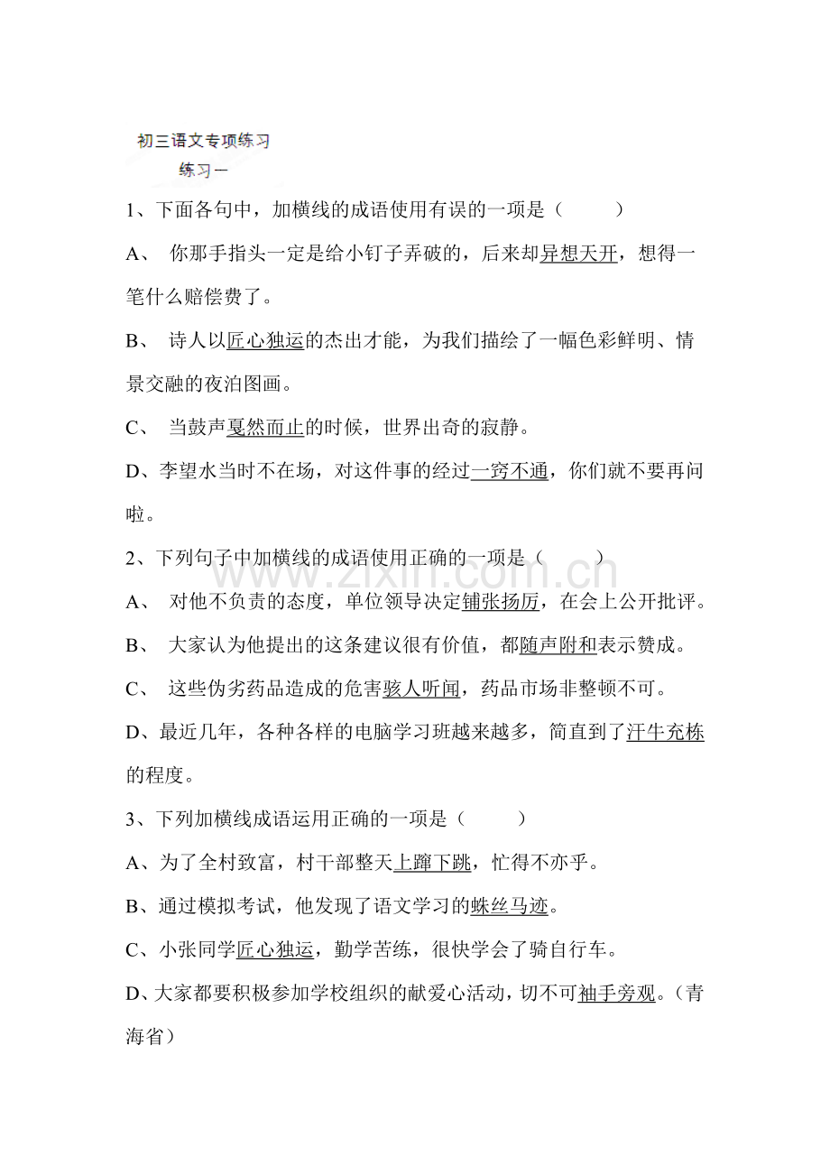 2016届九年级语文下册知识点专项练习3.doc_第1页