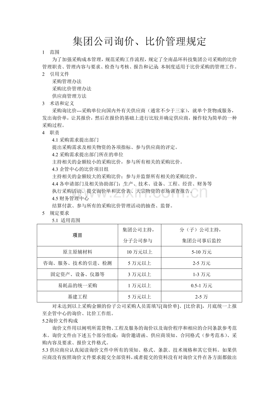 集团公司询价、比价管理规定.doc_第1页