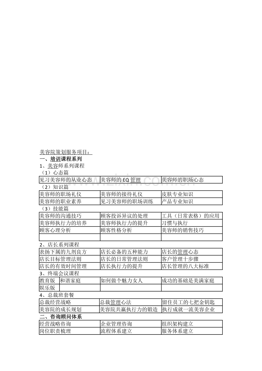 美容院策划服务项目.doc_第1页