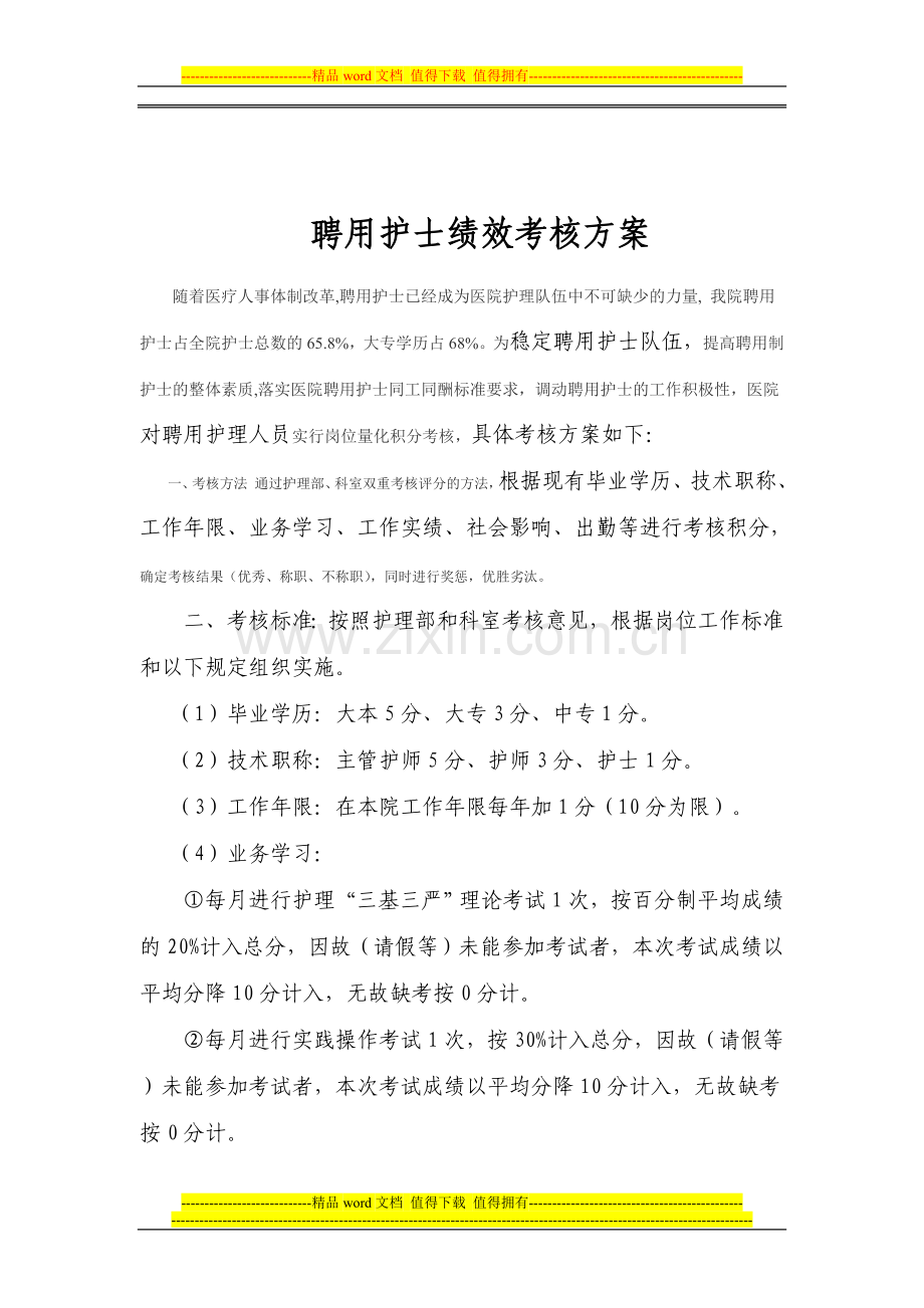 聘用护士绩效考核方案.doc_第1页